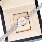 The Hexagon Chic: Minimalist Face & Scale-Link Bracelet