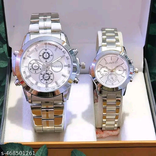 The Executive Duo: Matching Chronograph-Style Couple’s Set